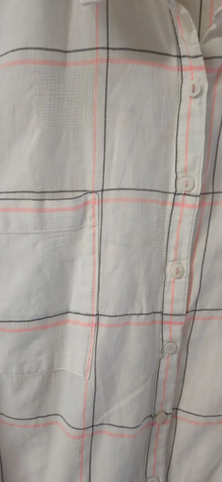 Woolworths White Grid Pattern Long Sleeve Shirt
