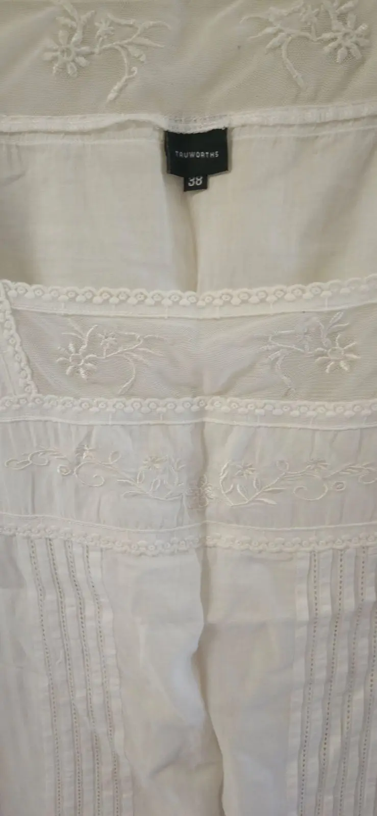 Truworths White Embroidered Short Sleeve Blouse