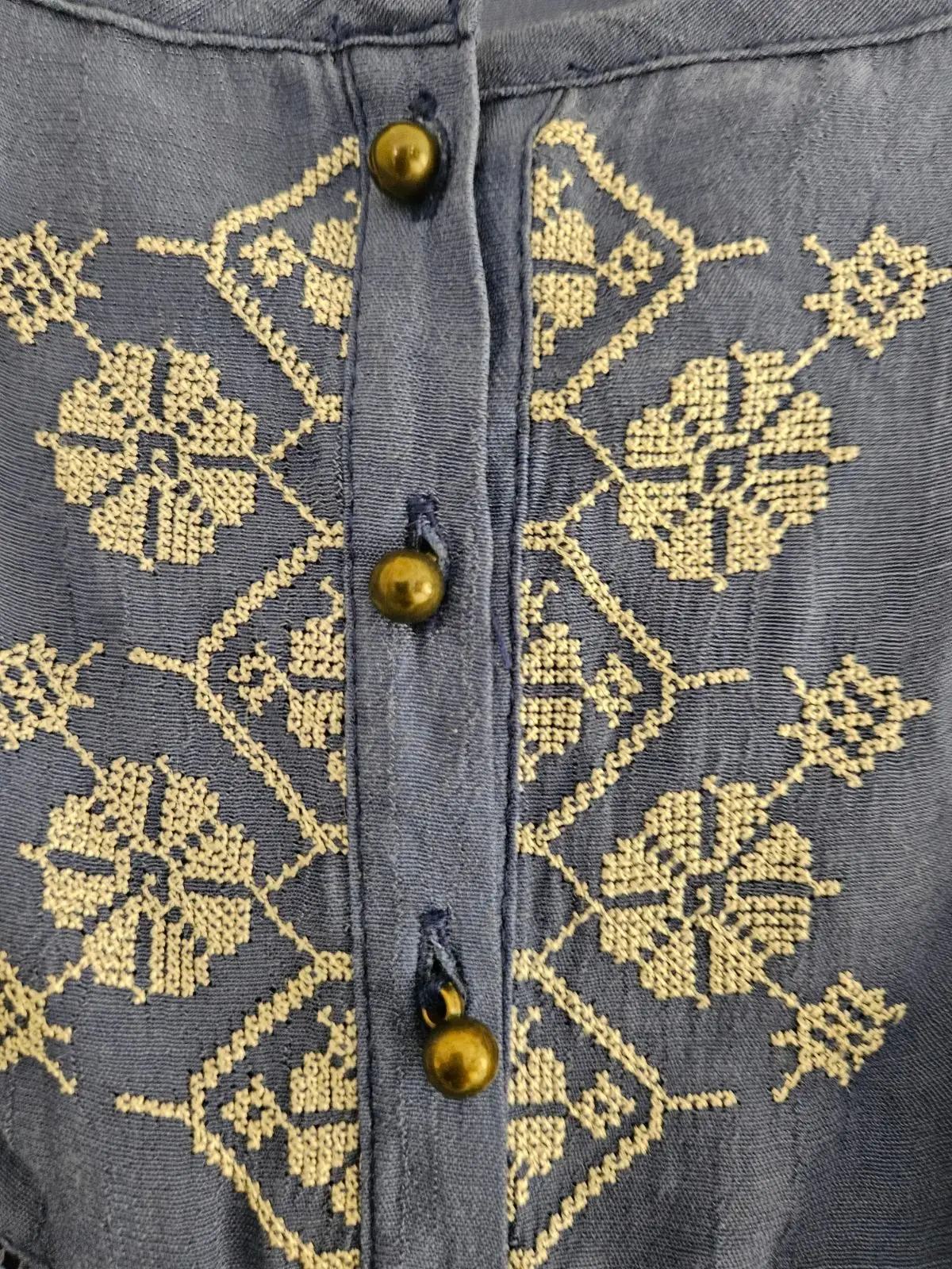 Mozaic Blue Embroidered Boho Blouse