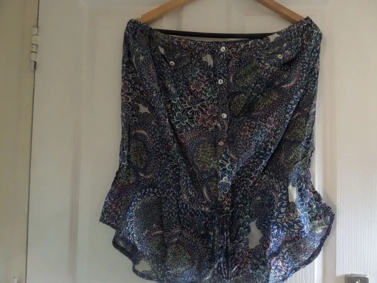 Woolworths Blue Floral Paisley Strapless Top