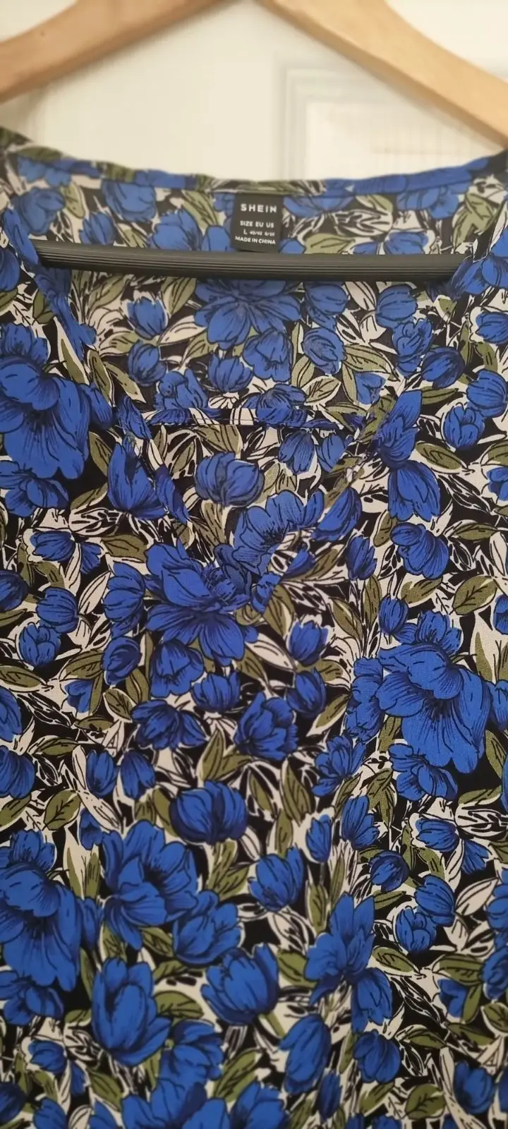 SHEIN Blue Floral Cut Out Bodice Dress