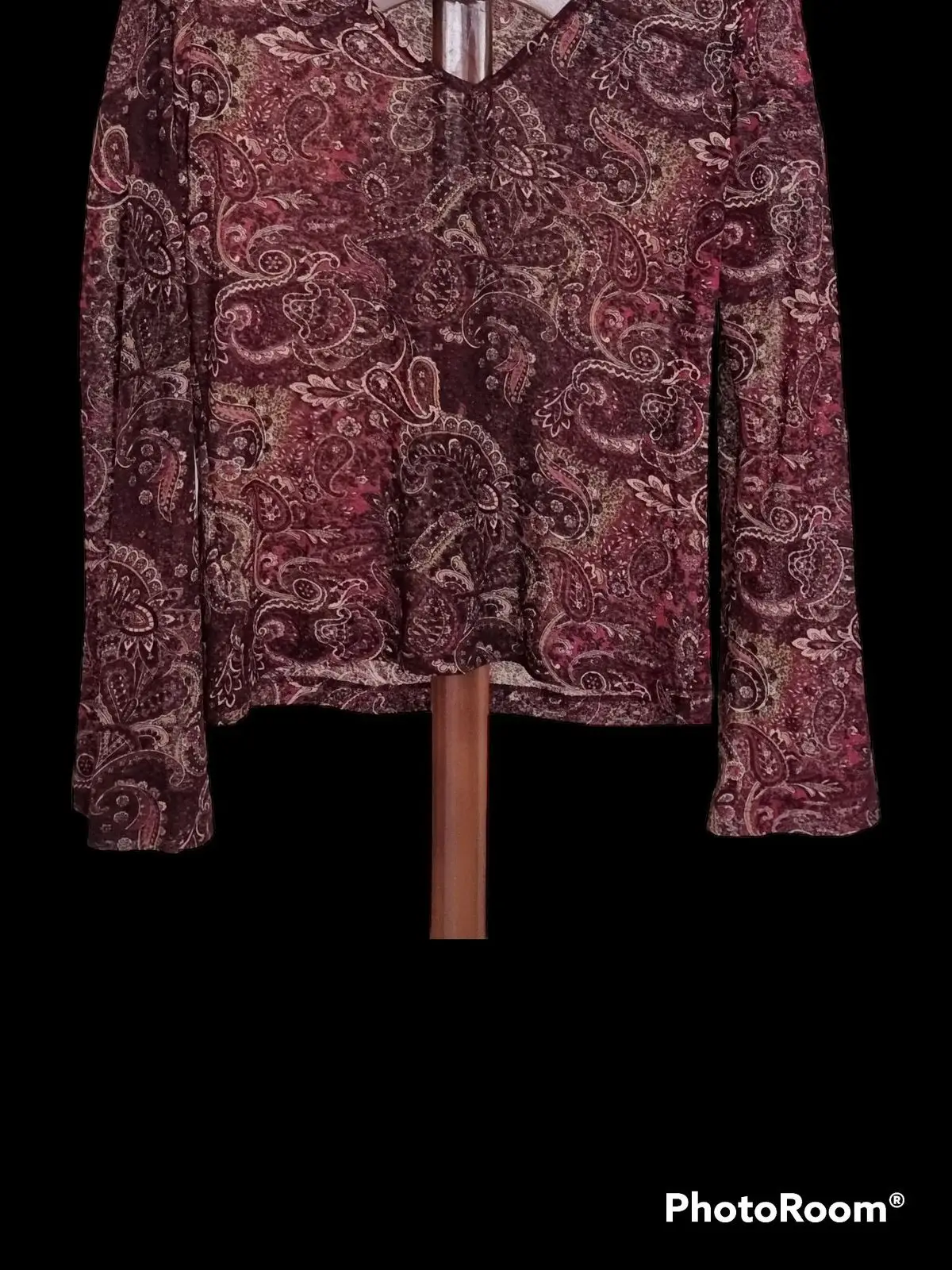Woolworths Woolworths Burgundy Paisley Long Sleeve Top