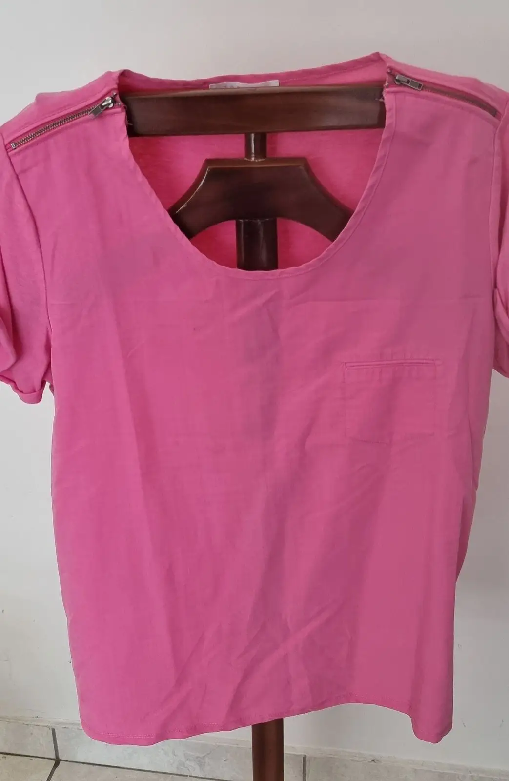 Trenery Trenery Pink Short Sleeve Top with Shoulder Zips