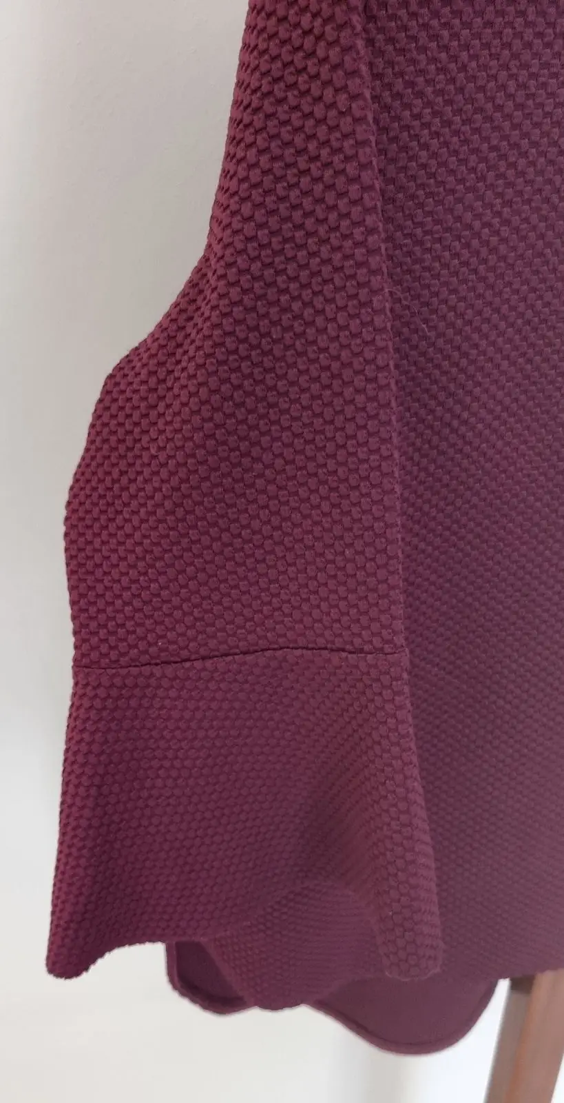 Zara Maroon Textured Bell Sleeve Top