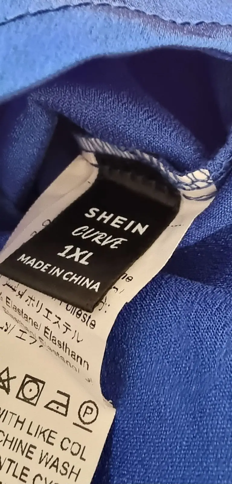 Shein Royal Blue Satin Feather Cuff Shirt