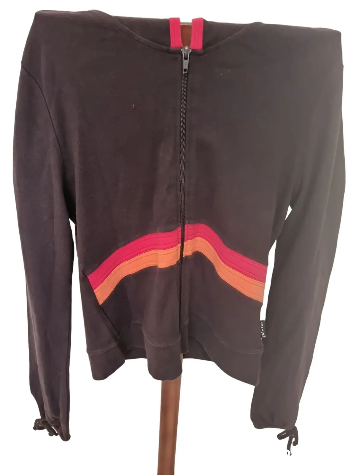 Truworths Inwear Truworths Black Zip-Up Hoodie with Stripes