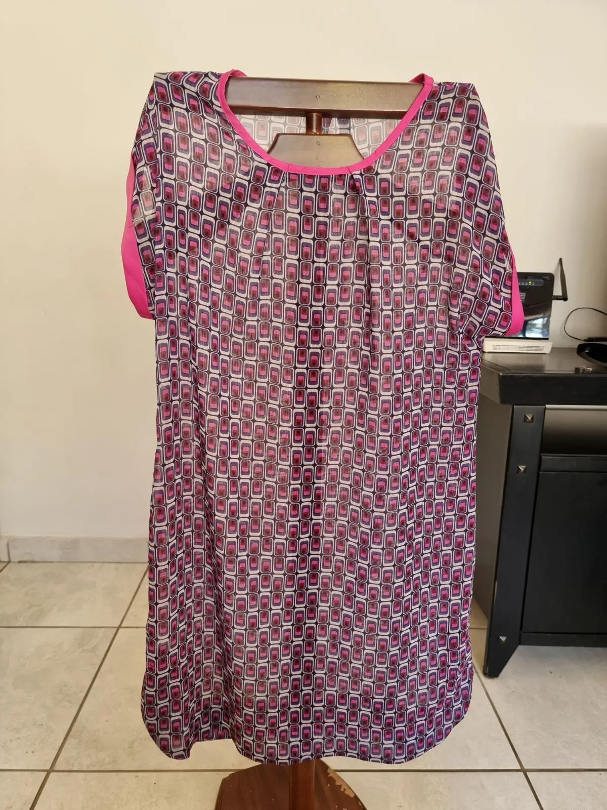 Generic Pink and Purple Geometric Pattern Shift Dress