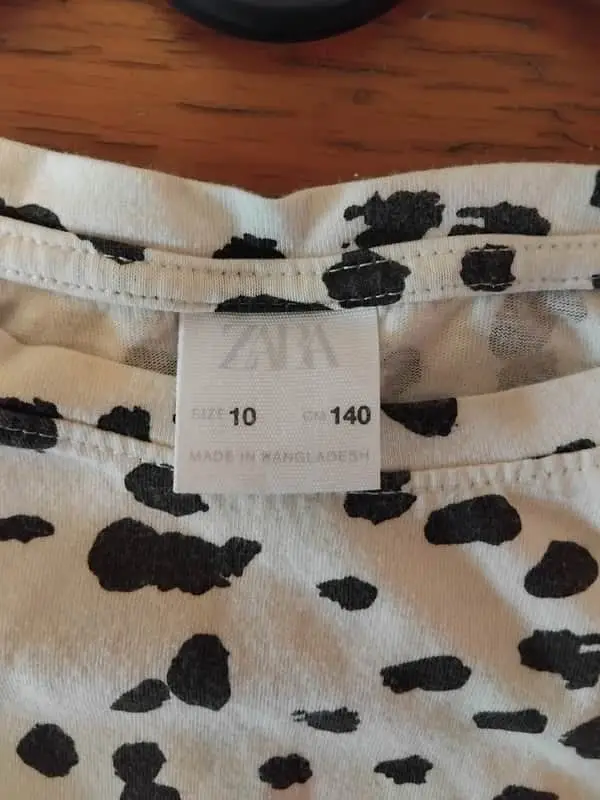Zara girls white leopard print long sleeve t shirt