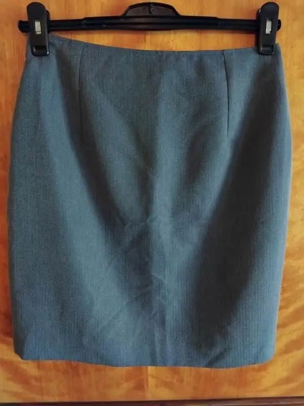 Genevieve Whalley blue Grey skirt