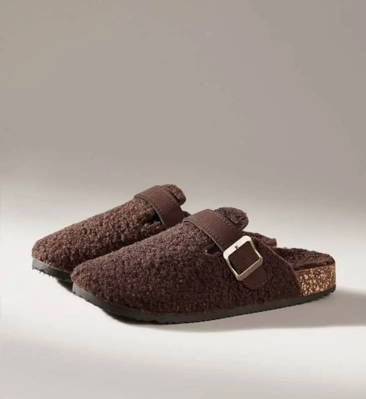 & Other Stories Women's Cozy Shearling Clog Slippers – Comfortable Cork Sole Mules.  Sizes 3-8 Available