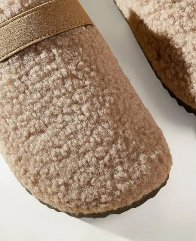 Women's Cozy Shearling Clog Slippers – Comfortable Cork Sole Mules.  Sizes 3-8 Available