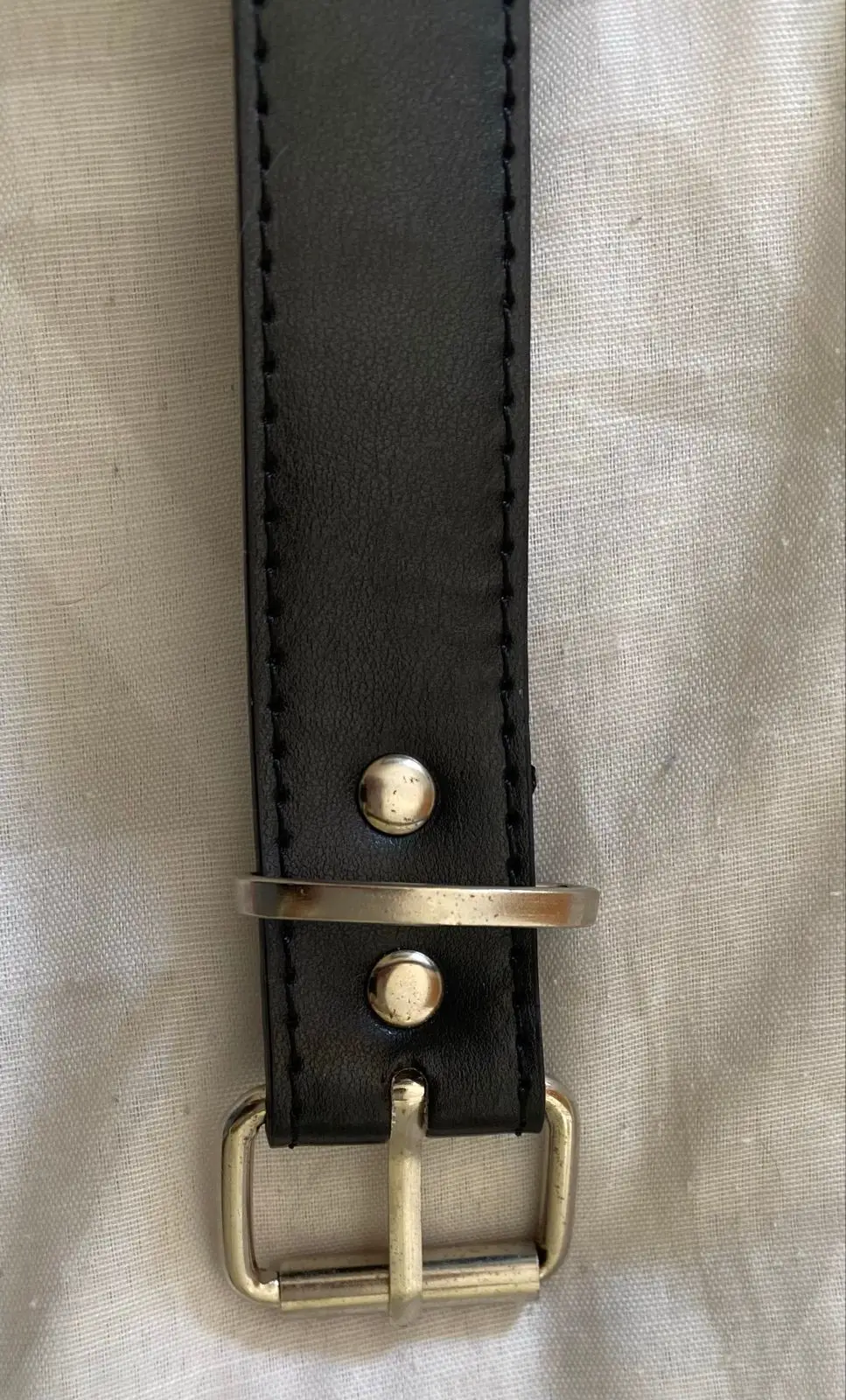 Generic Classic Black Leather Belt with Silver Buckle