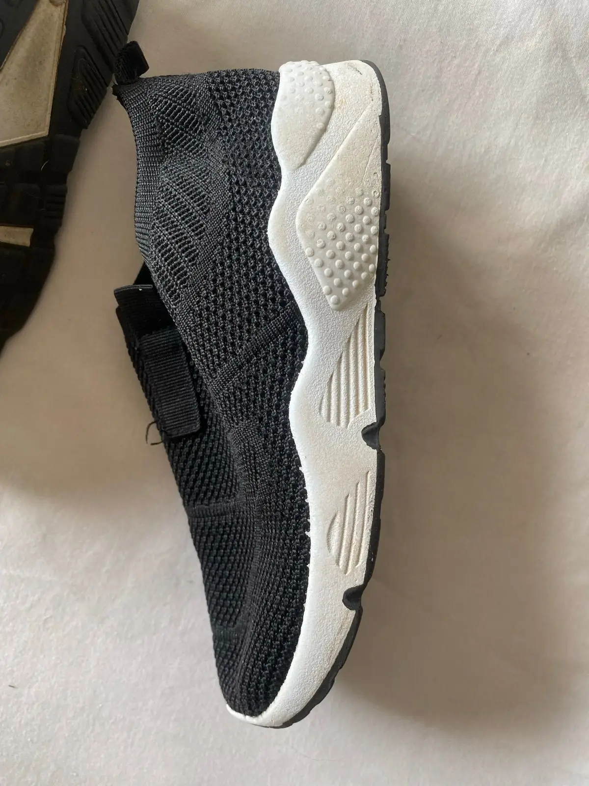 Woolworths Size 2 Older Boys Black Knit Slip-On Sneakers