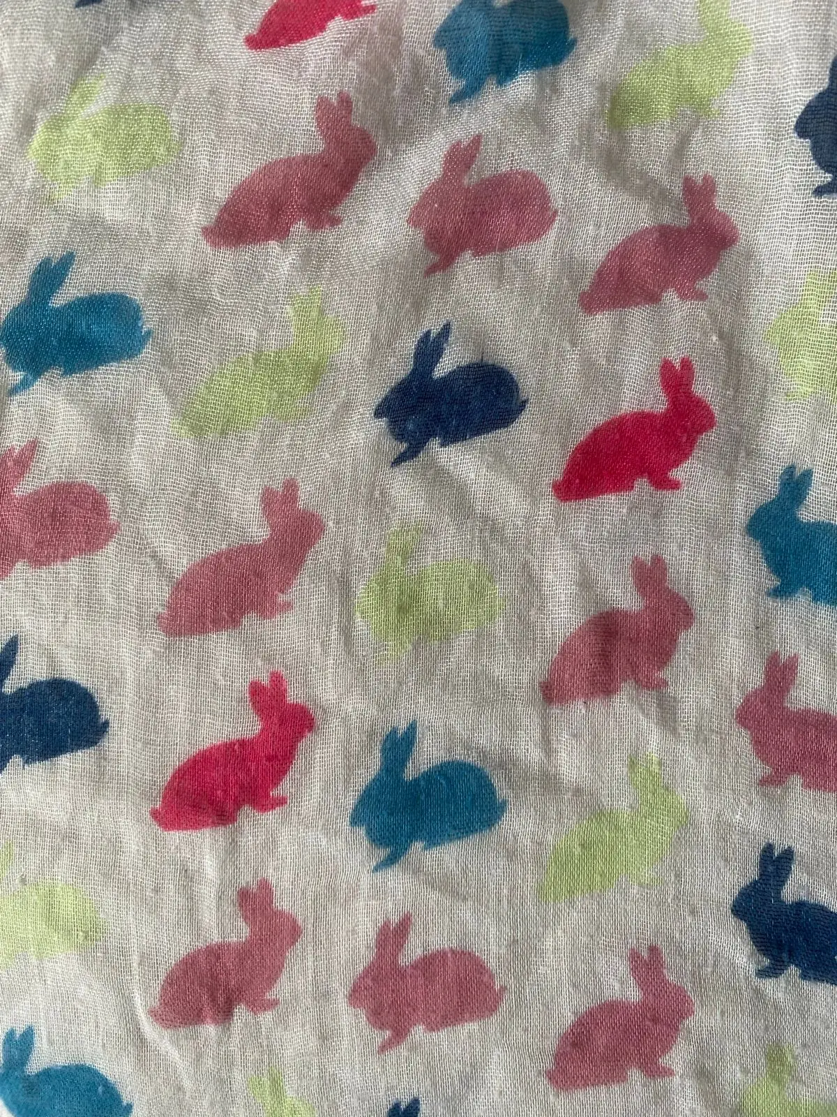 White Lightweight Scarf with Colorful Bird Pattern