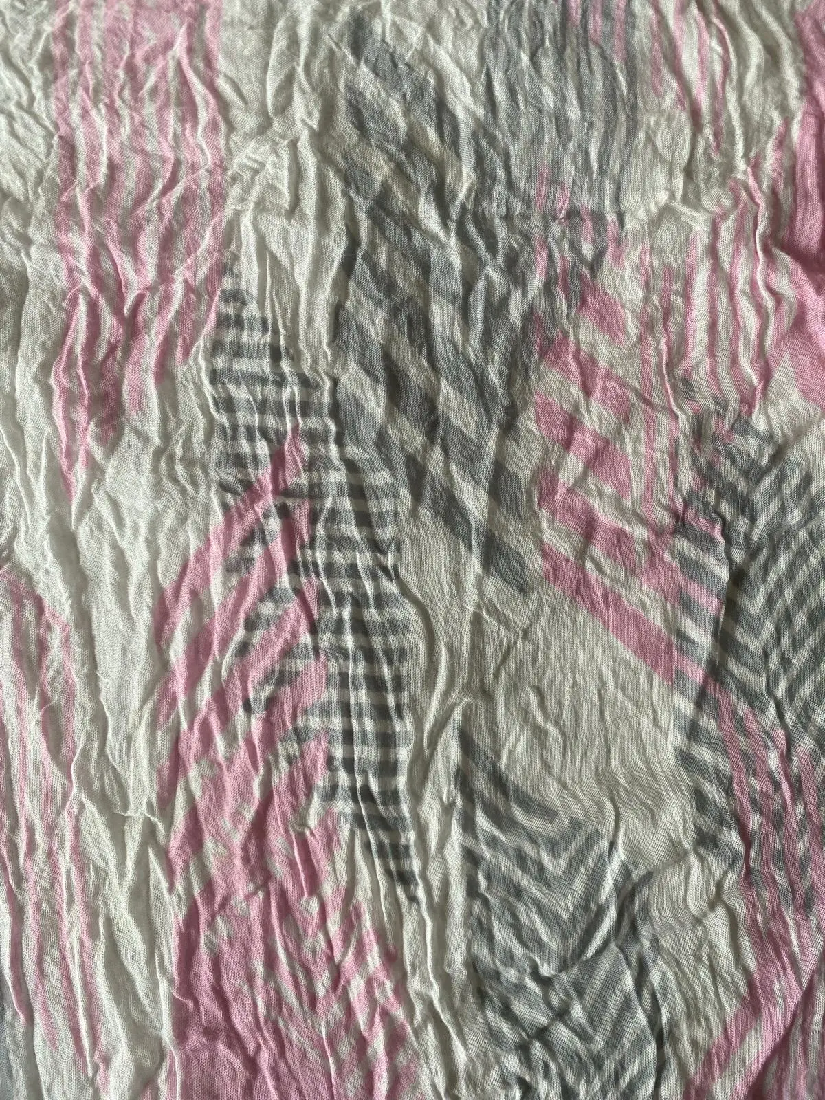 Woolworths Pink and Grey Striped Crinkle Scarf