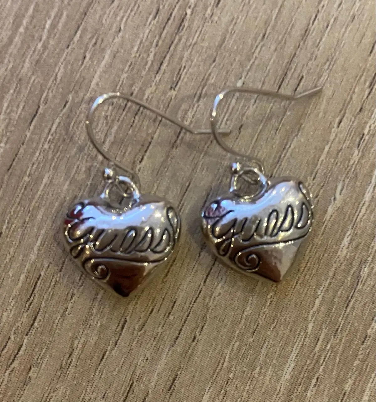 Guess Guess Silver Heart Drop Earrings
