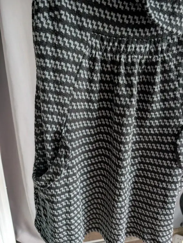 Apricot Grey Houndstooth Sleeveless Cowl Neck Tunic Dress