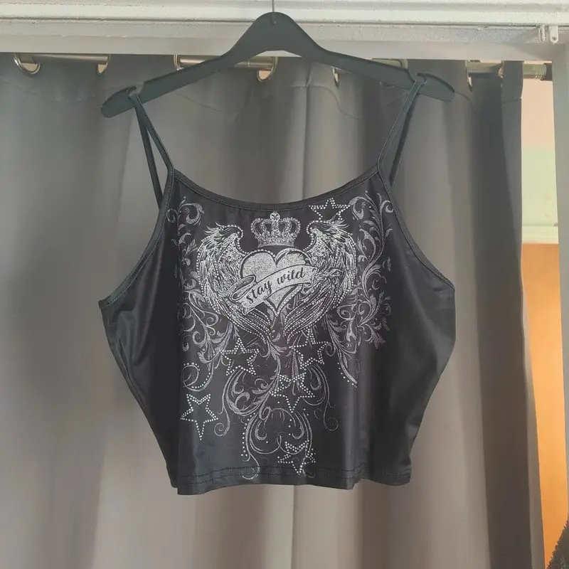 SHEIN Y2K Winged Heart Graphic Cami Top | Fairycore Grunge Alt Size XL