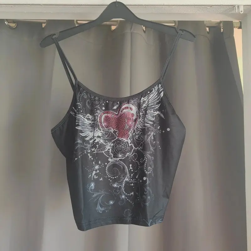 SHEIN Y2K Winged Heart Graphic Cami Top | Grunge Fairycore Alt XL