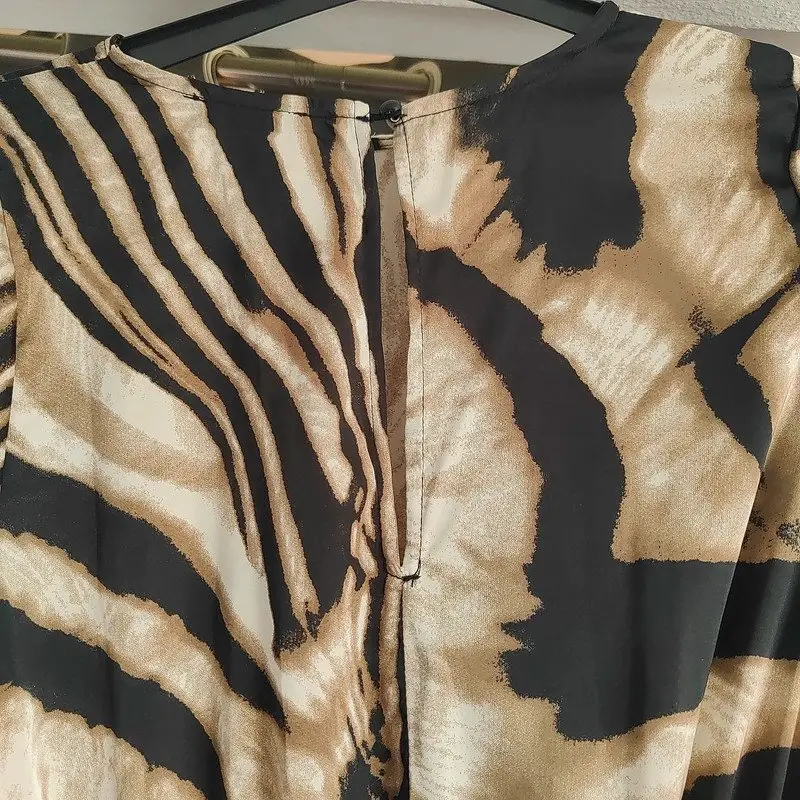AX Paris Zebra Print Long Sleeve Mini Dress Size 8 Neutral Animal Print