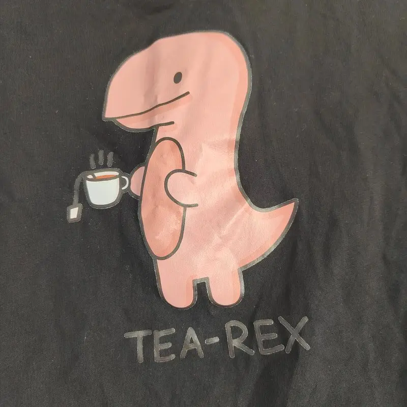 SHEIN "Tea-Rex" Dinosaur Graphic Crop Top | Black 100% Cotton Small