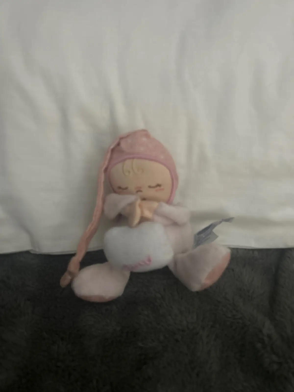 Pink Sleeping Baby Plush Toy with Blessed Pillow