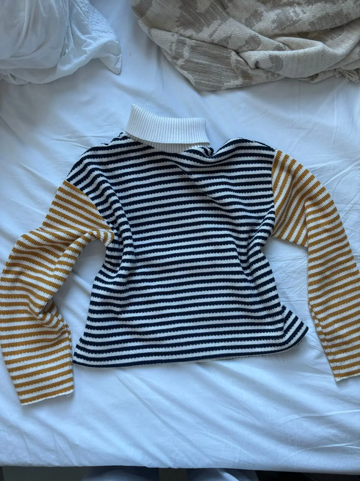 Zara Striped Knit Turtleneck Sweater