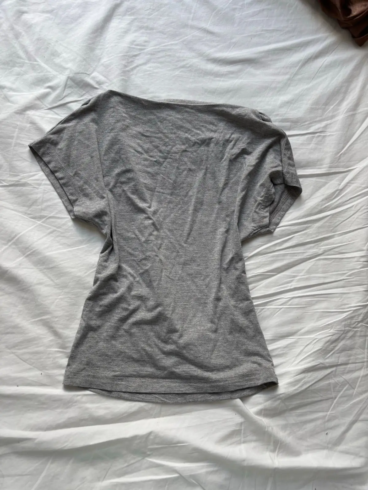 Shein Grey Short Sleeve Boat Neck Top