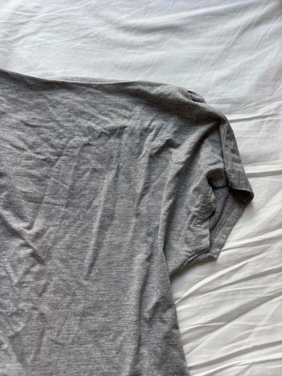 Shein Grey Short Sleeve Boat Neck Top