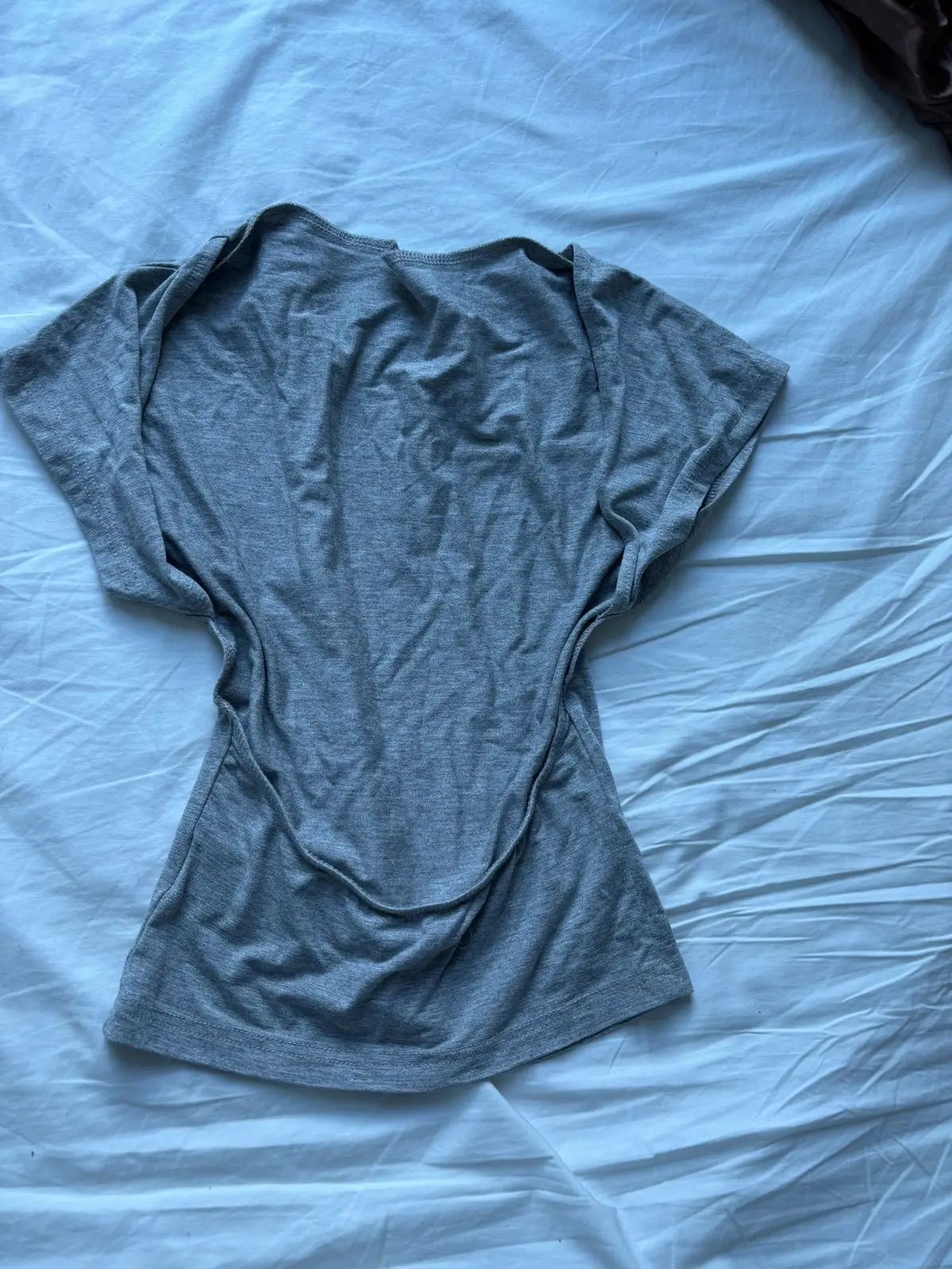 Shein Grey Short Sleeve Boat Neck Top