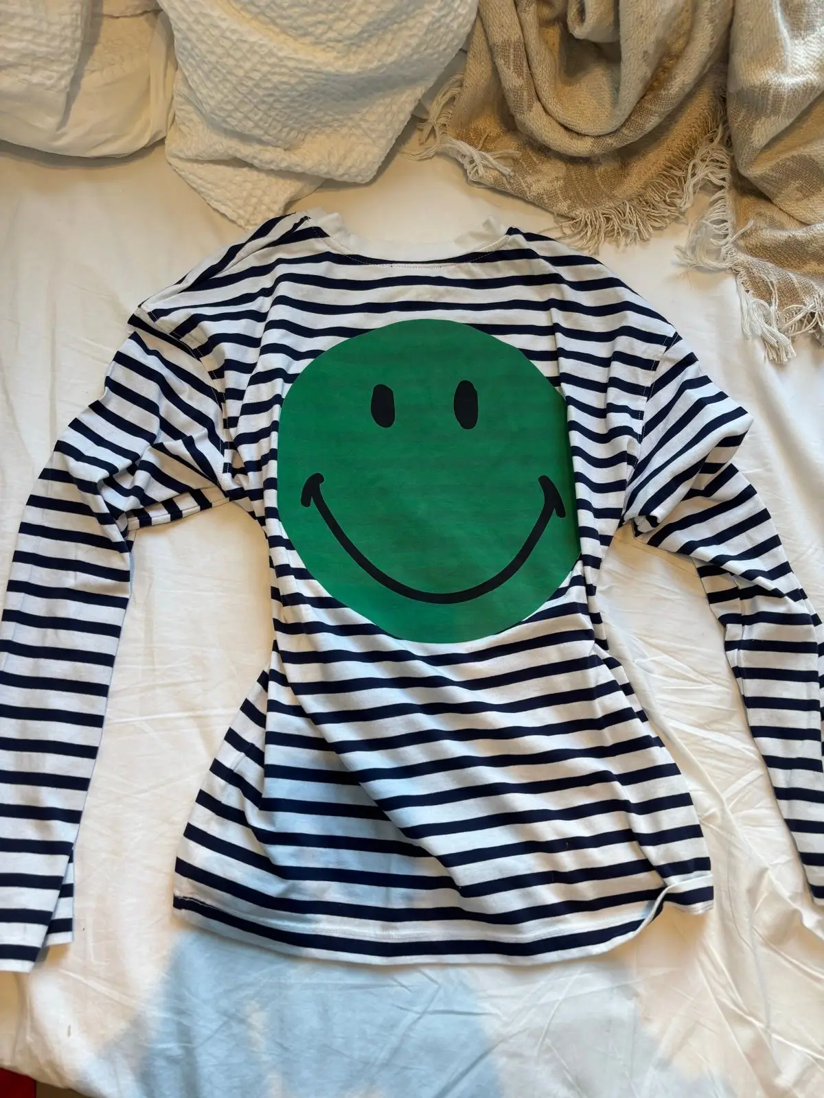 Zara Striped Smiley Face Long Sleeve Top