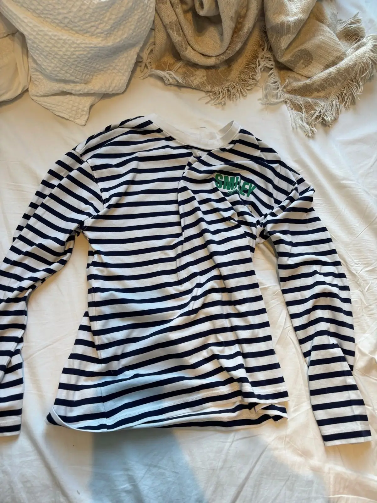 Zara Striped Smiley Face Long Sleeve Top