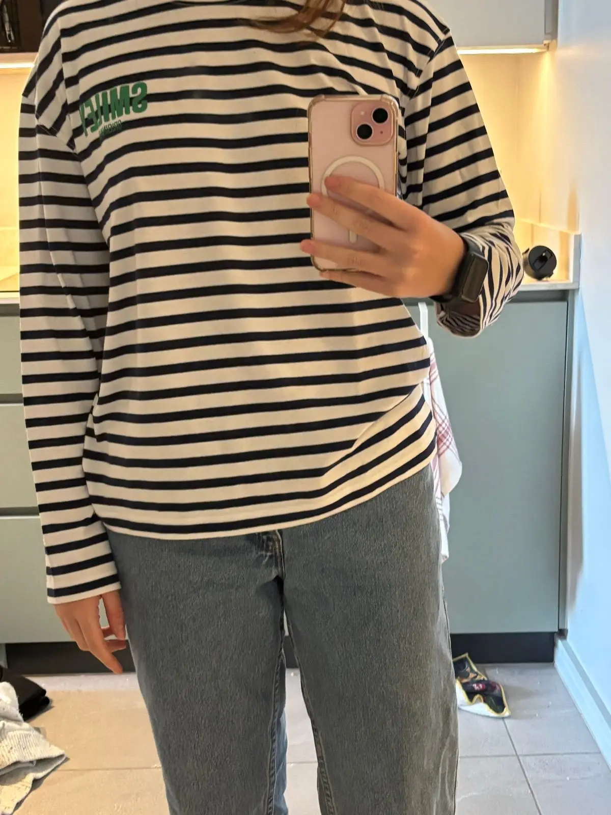 Zara Striped Smiley Face Long Sleeve Top