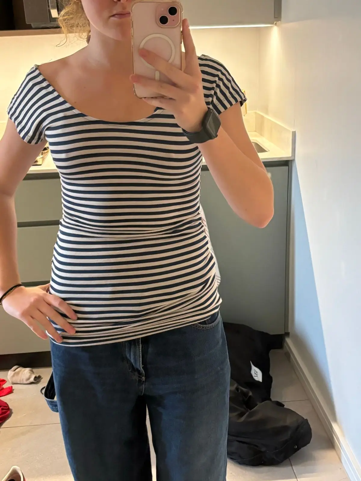 Zara Striped Open Back Bow Detail Top