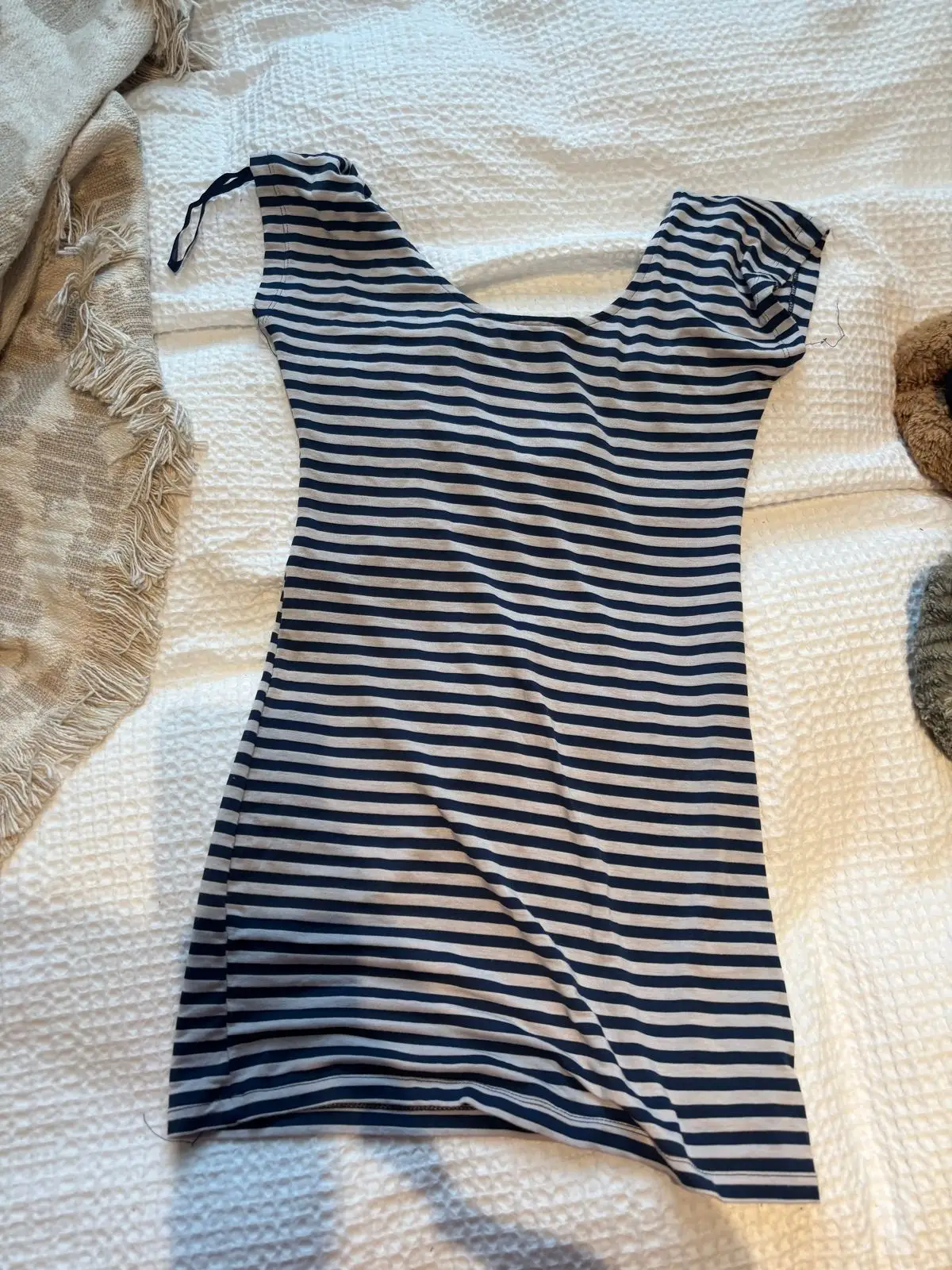 Zara Striped Open Back Bow Detail Top