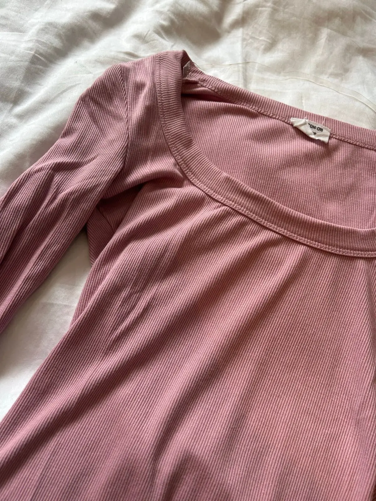 Cotton On Pink Ribbed Long-Sleeve Top