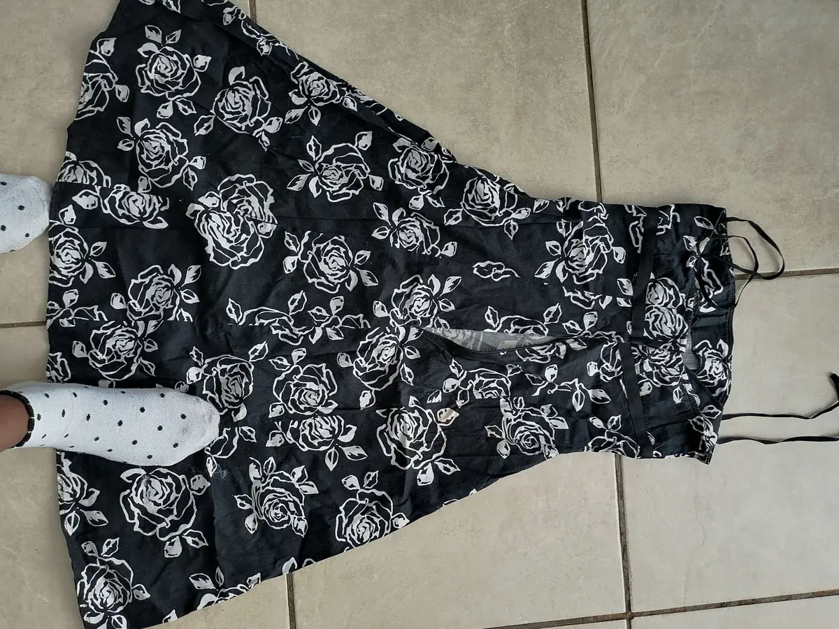 Black Floral Strapless Dress with Rose Pattern
