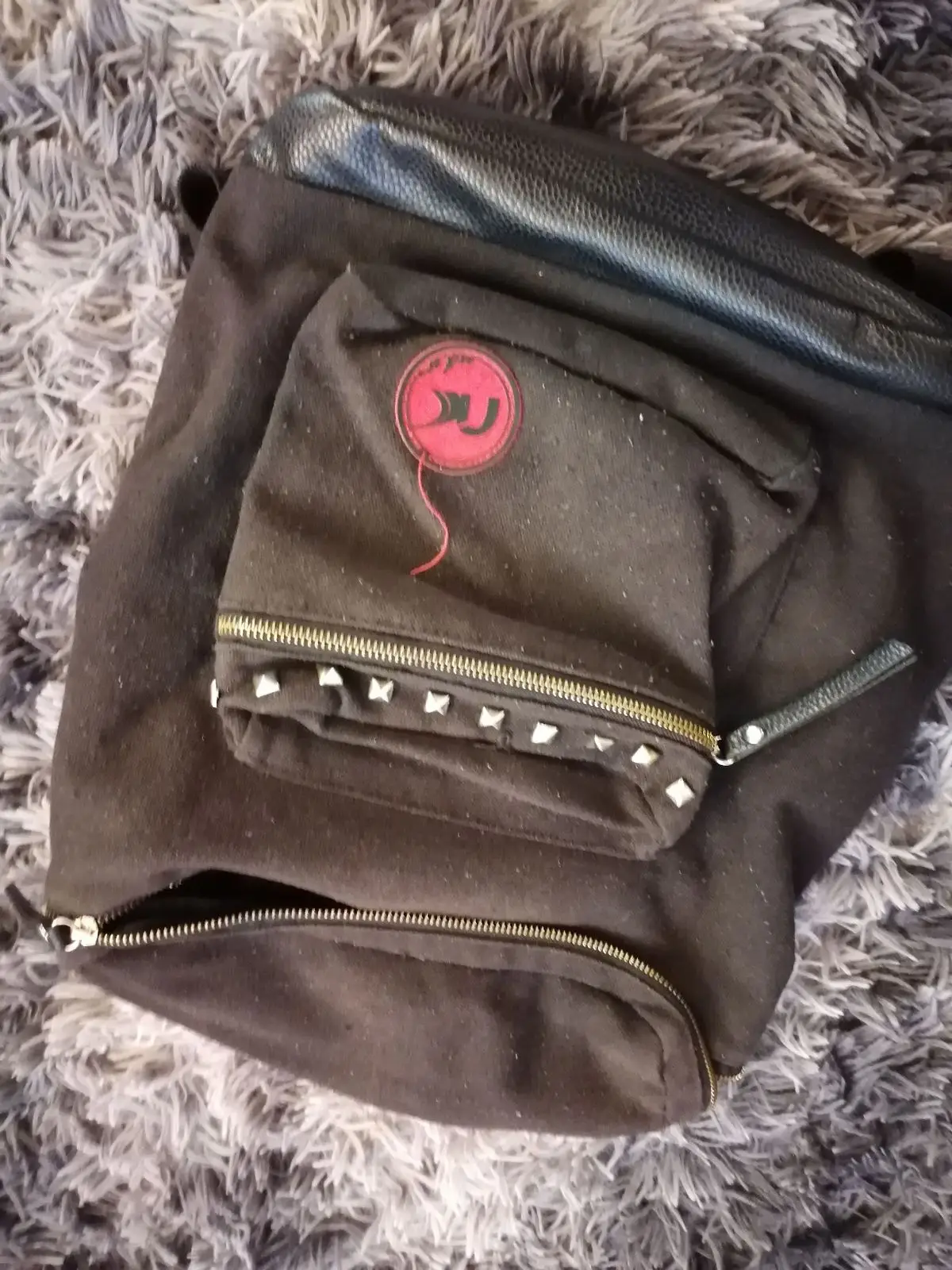 Black Canvas Studded Backpack
