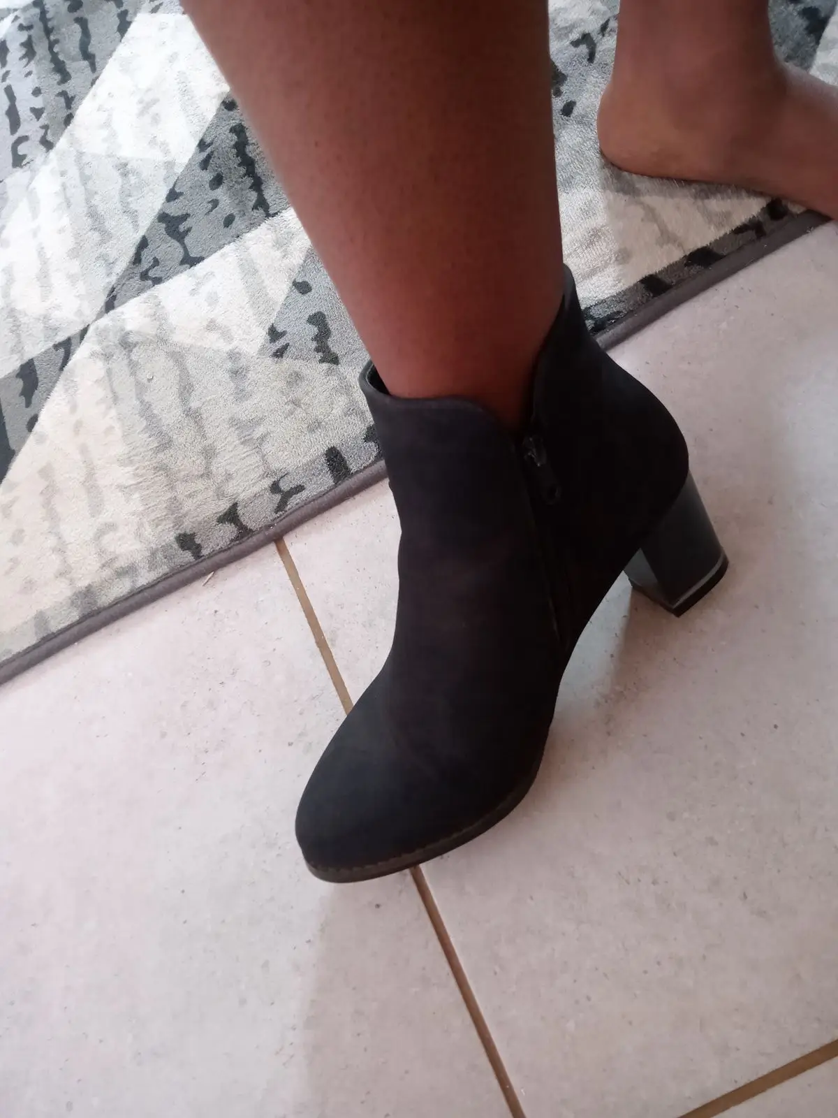 Black Suede Heeled Ankle Boots