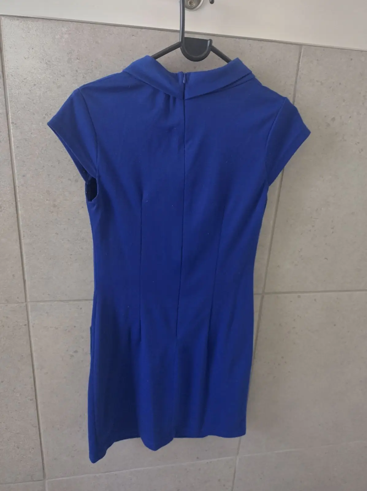 Royal Blue Short Sleeve Dress with Pocket Details