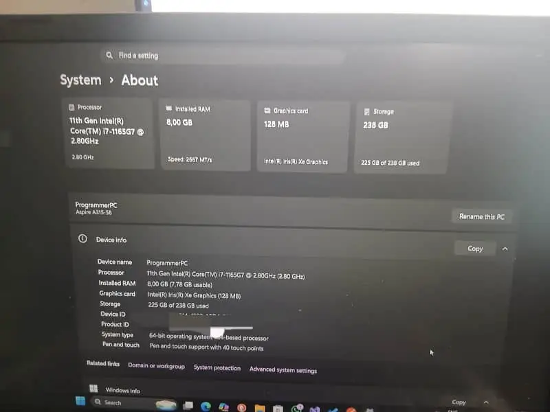 Acers i7 laptop