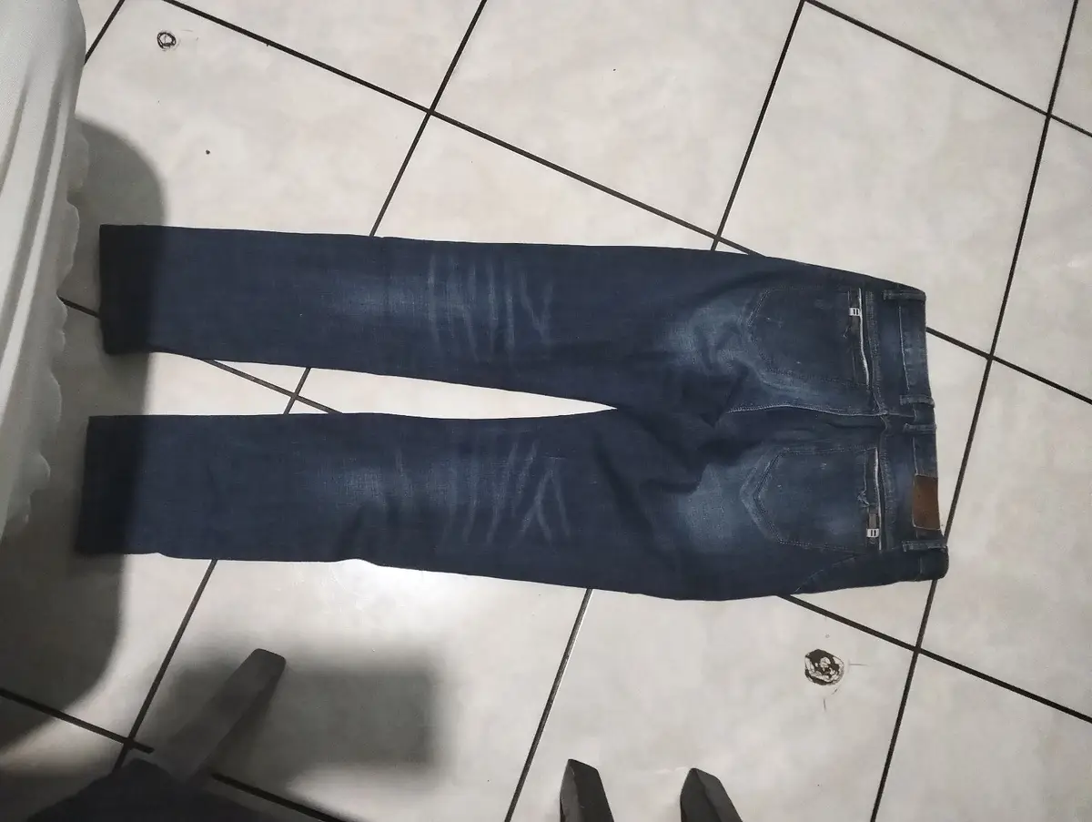 Dark Blue Faded Denim Jeans
