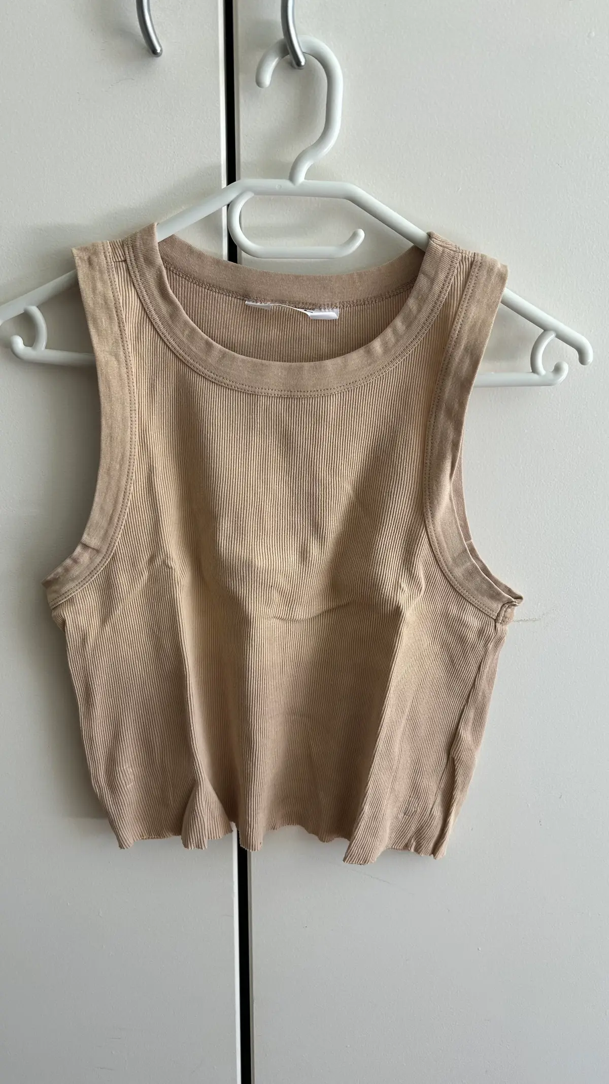 Mr Price Neutral beige ribbed crop tank