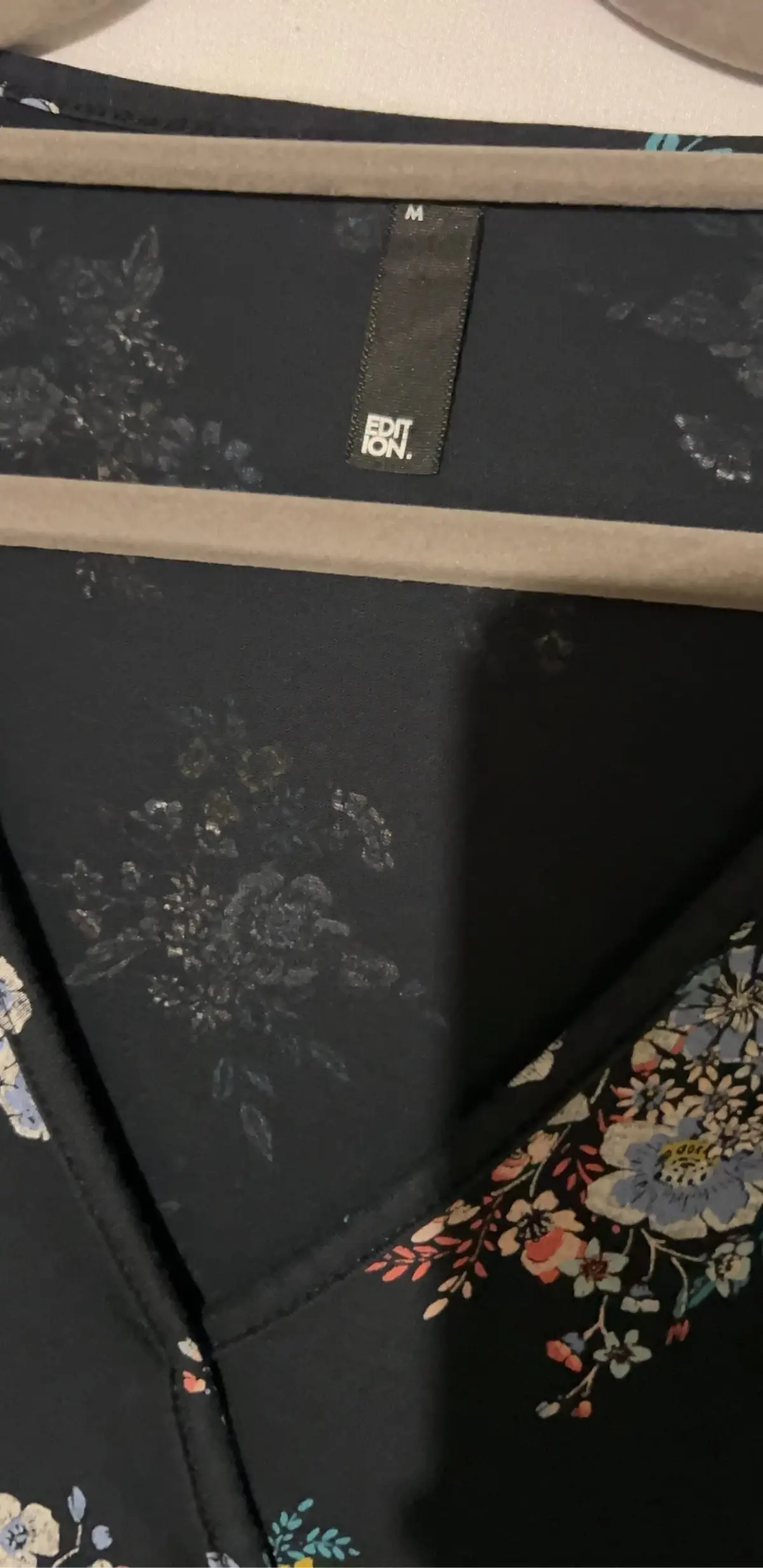 Woolworths Black Floral Wrap Top 3/4 Sleeve Medium