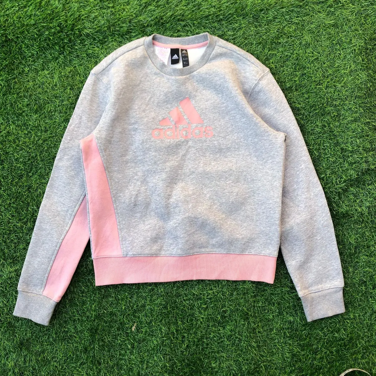 Adidas Girls Grey and Pink Crewneck Sweatshirt