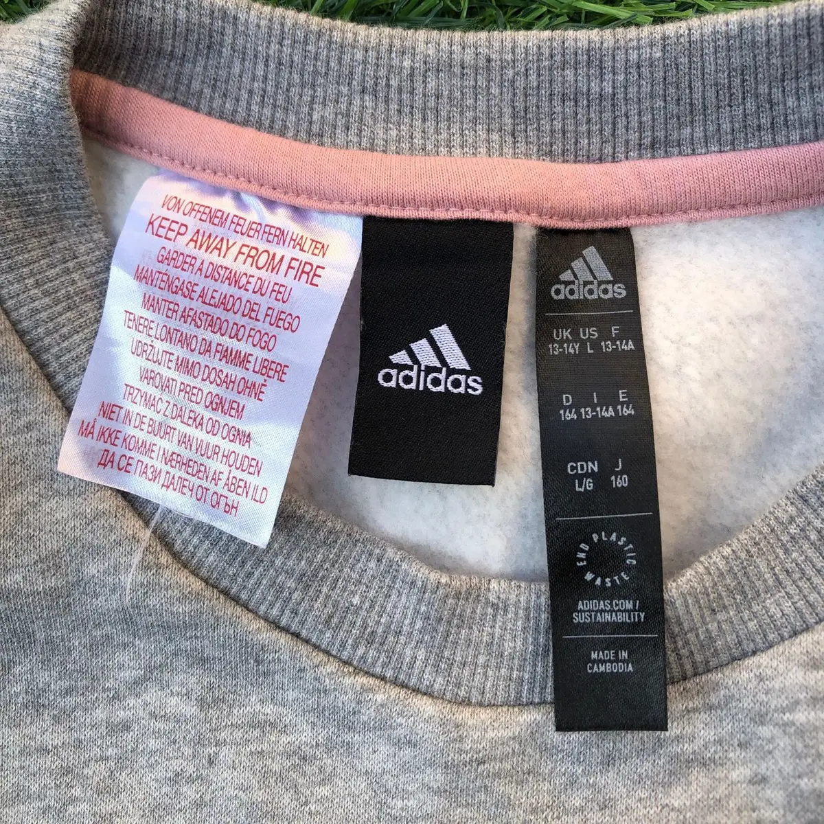 Adidas Girls Grey and Pink Crewneck Sweatshirt