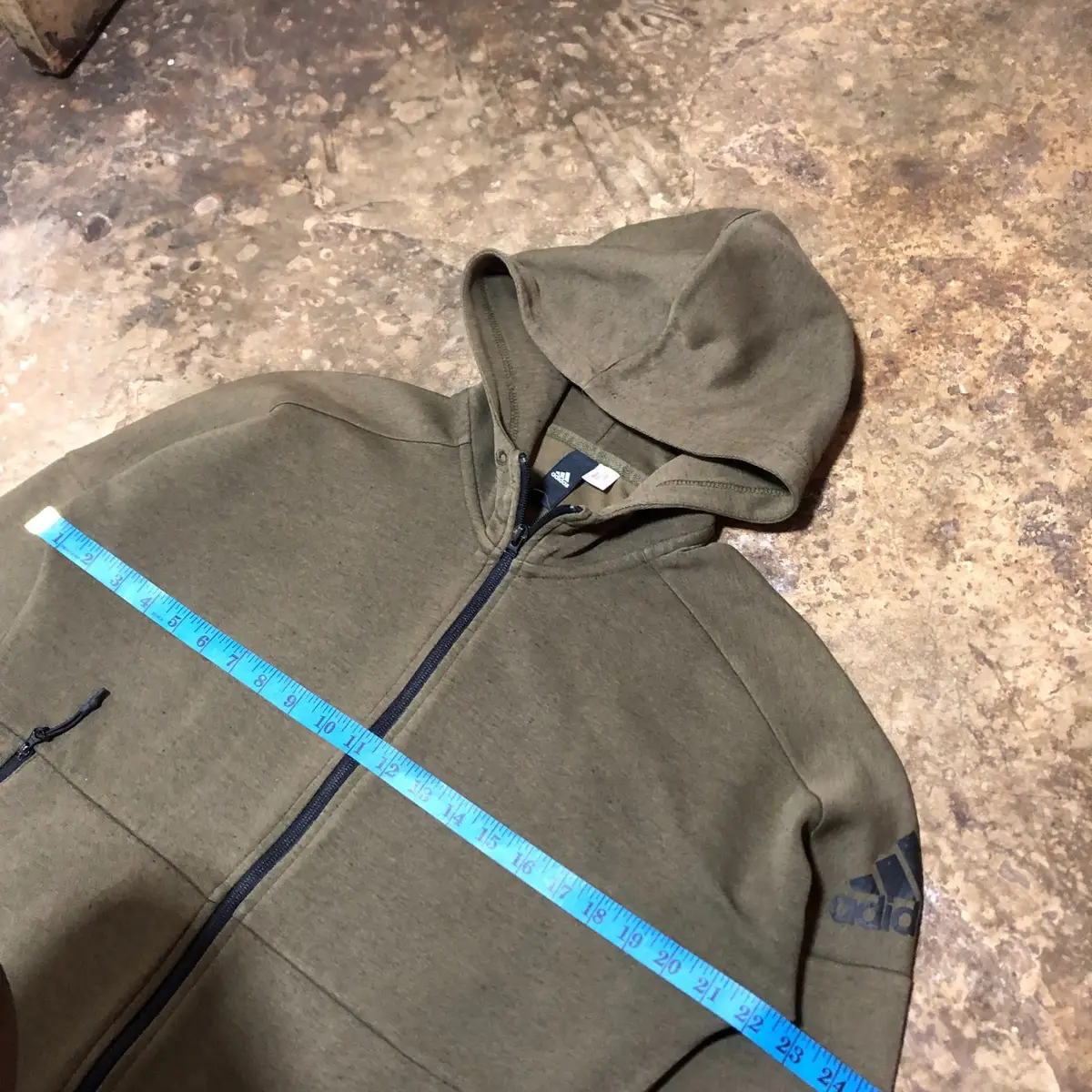 Adidas Olive Green Zip-Up Hoodie