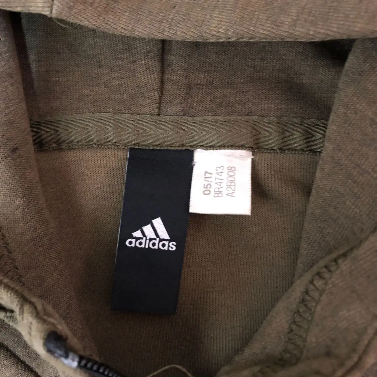 Adidas Olive Green Zip-Up Hoodie