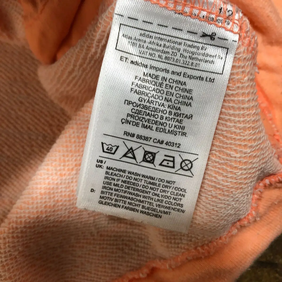 Adidas Peach Cropped Hoodie