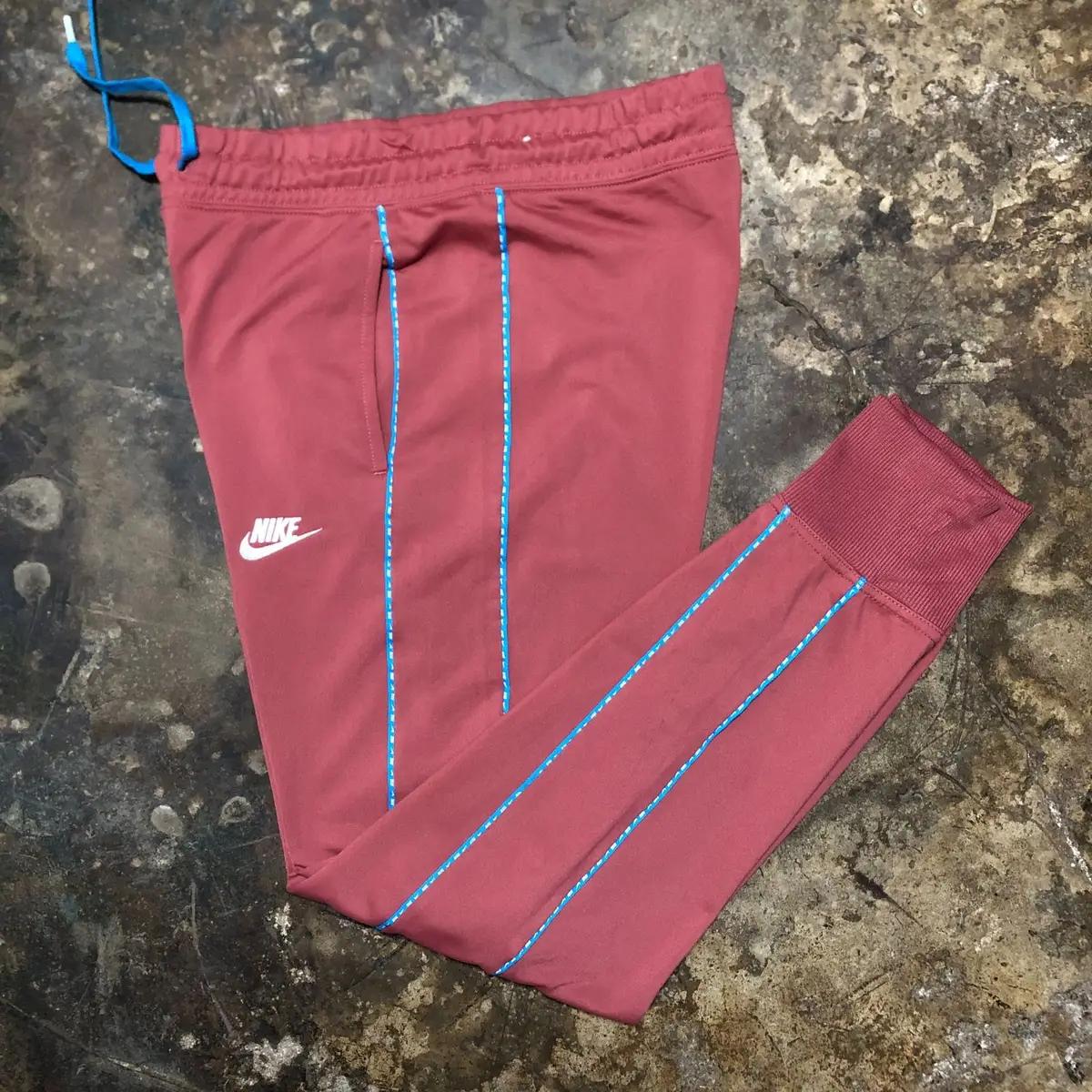 Nike Track Pants Red with Blue Piping